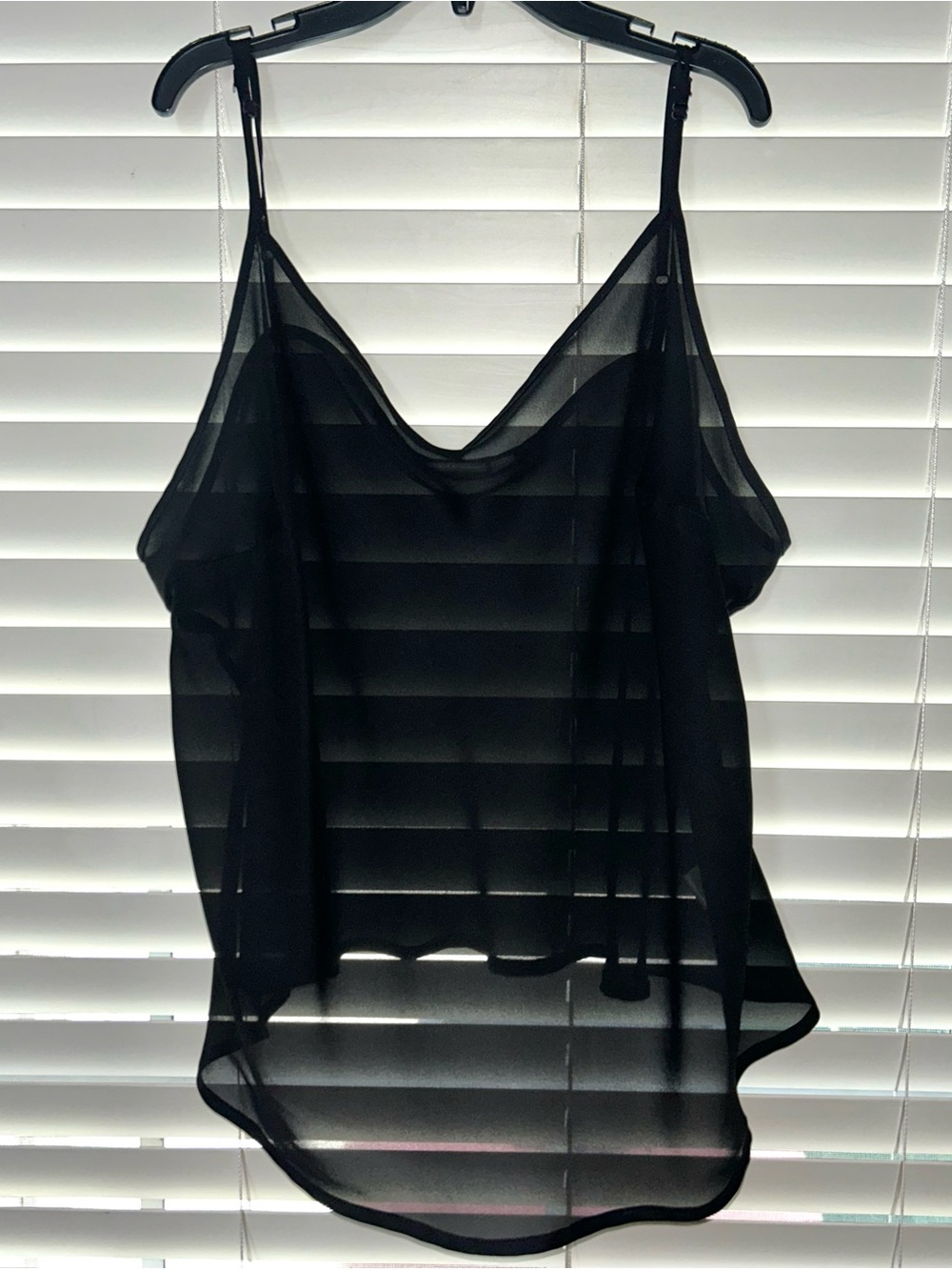 Apt. 9 Women’s Plus Size Black Sheer Camisole Top Spaghetti Strap Hi-Lo Hem 3X